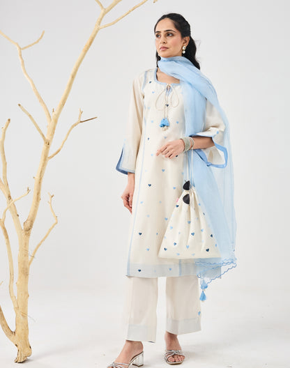 Dilzaah Aline Suit set with Solid Heart Embroidery