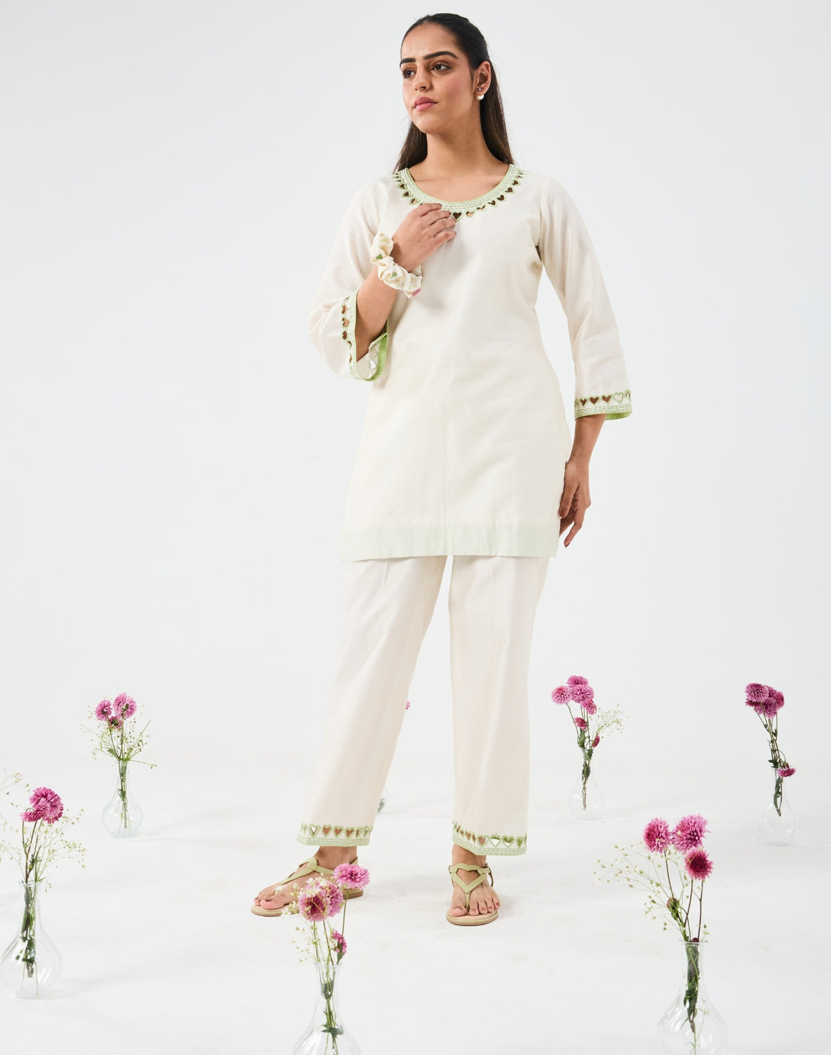 Dilzaah Co ord set with Cut Heart work