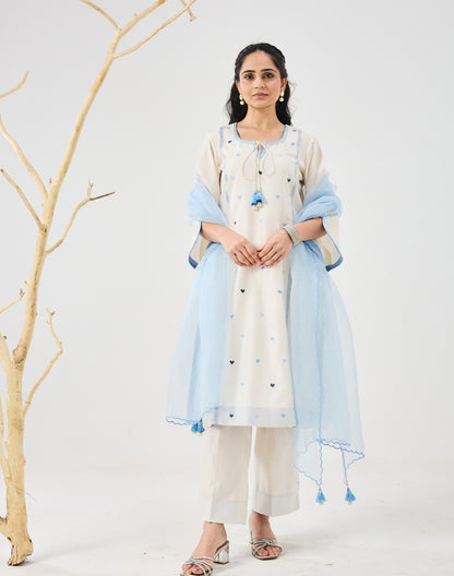 Dilzaah Aline Suit set with Solid Heart Embroidery
