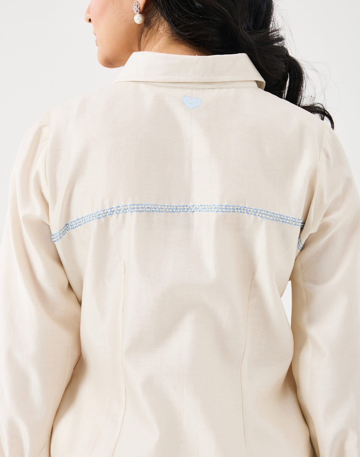Dilzaah Shirt set with Solid Hearts Embroidery