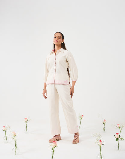 Dilzaah Shirt set with Solid Hearts Embroidery