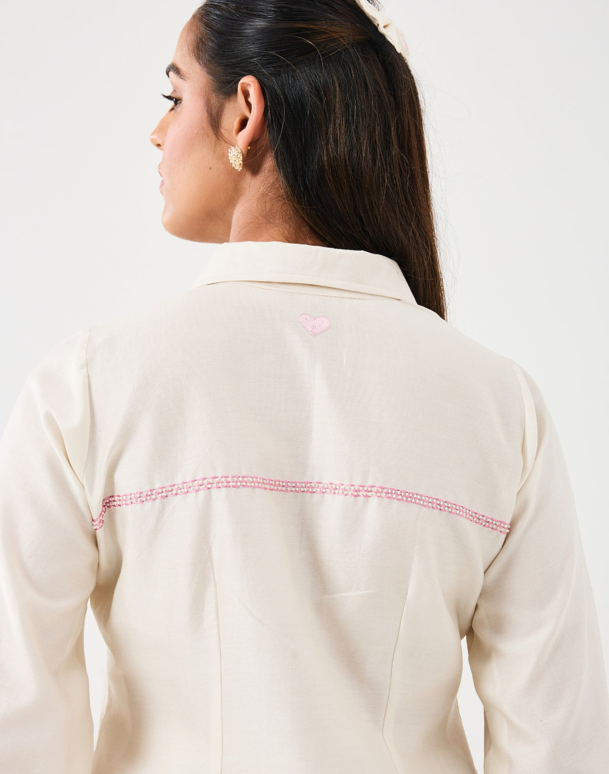 Dilzaah Shirt set with Solid Hearts Embroidery